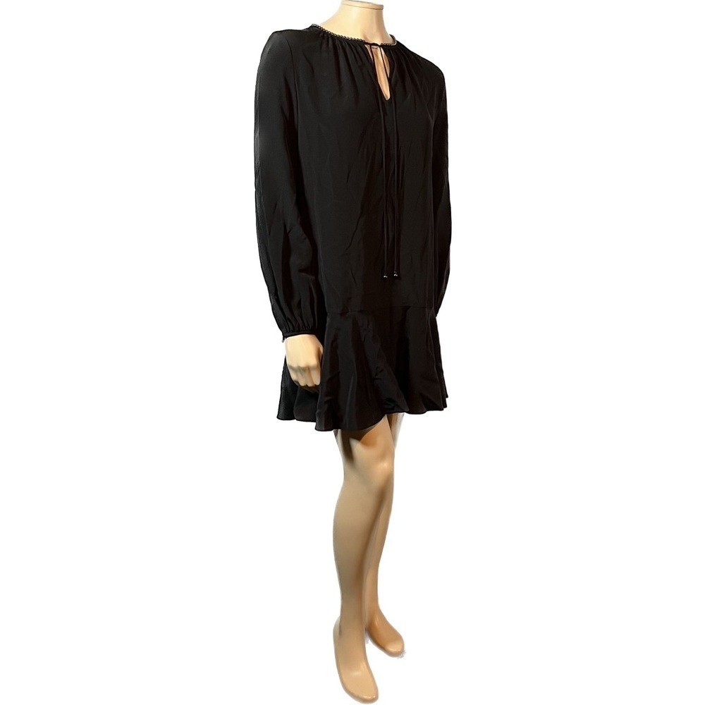 NWT Diane von Furstenberg Cinched-Sleeve Silk Keyhole Flounce Dress